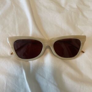 Gucci White Tortoise and Gold Logo Sunglasses